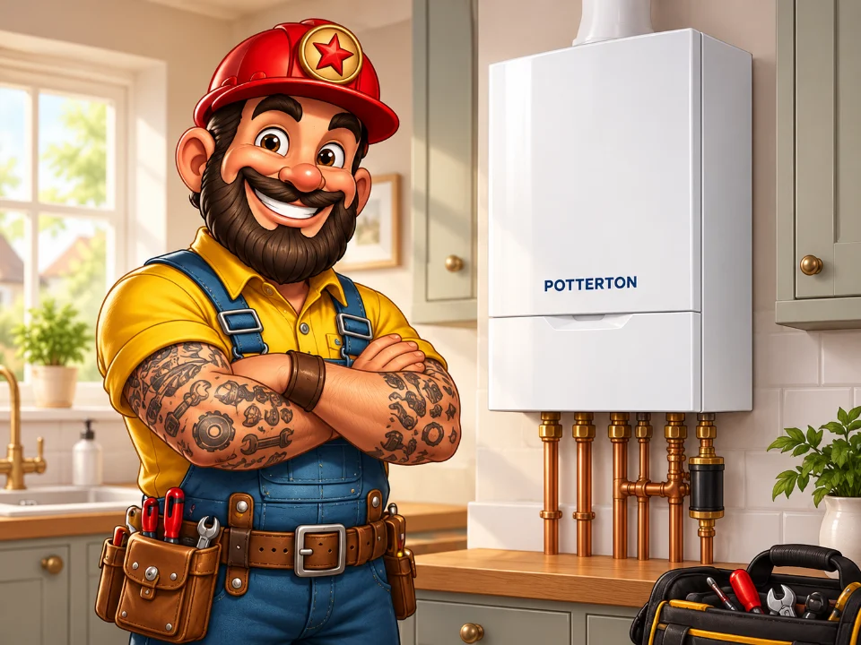 Joe beside a Potterton boiler