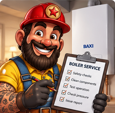 The Gas Man illustration for boiler servicing