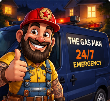 The Gas Man illustration for emergency plumbing & heating