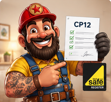The Gas Man illustration for landlord gas safety / cp12