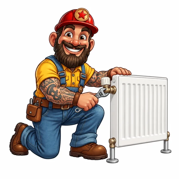 The Gas Man mascot illustrating central heating